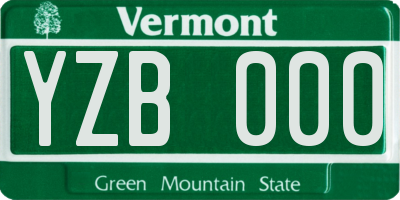VT license plate YZB000