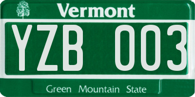 VT license plate YZB003