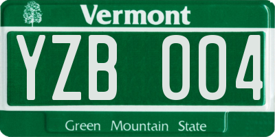 VT license plate YZB004