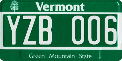 VT license plate YZB006