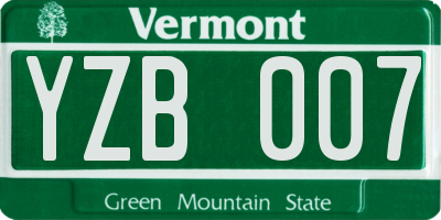 VT license plate YZB007