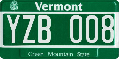 VT license plate YZB008