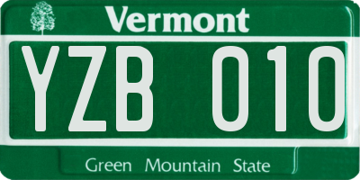 VT license plate YZB010