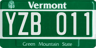 VT license plate YZB011