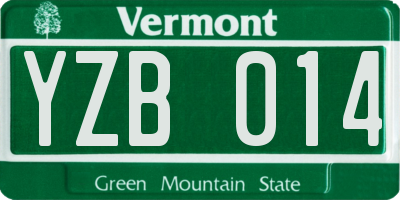 VT license plate YZB014