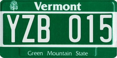VT license plate YZB015