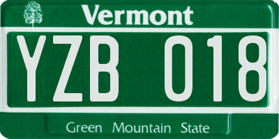 VT license plate YZB018