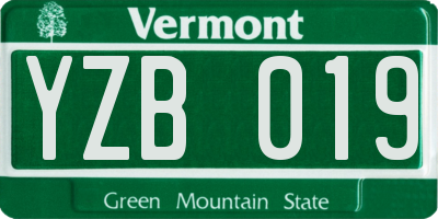 VT license plate YZB019