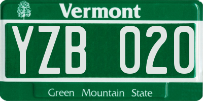 VT license plate YZB020