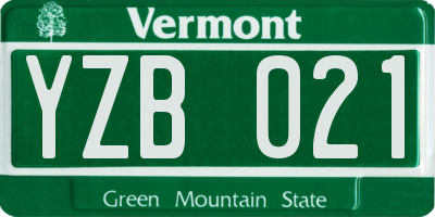 VT license plate YZB021