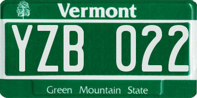 VT license plate YZB022