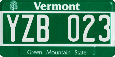 VT license plate YZB023