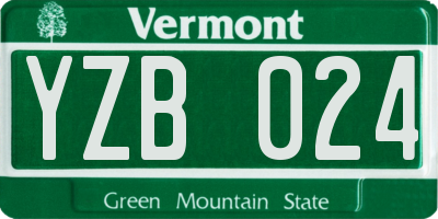 VT license plate YZB024