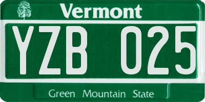 VT license plate YZB025