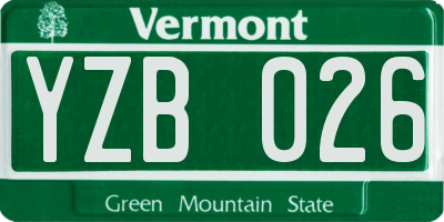VT license plate YZB026