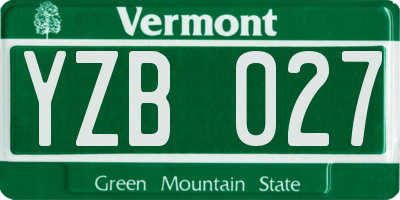 VT license plate YZB027