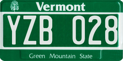 VT license plate YZB028