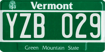 VT license plate YZB029