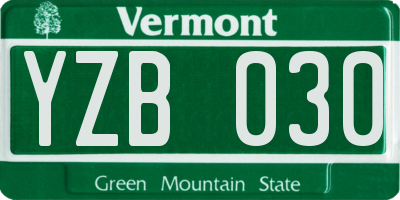VT license plate YZB030