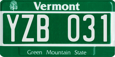 VT license plate YZB031