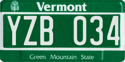 VT license plate YZB034