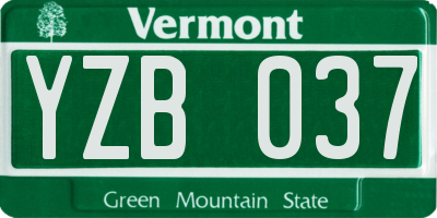 VT license plate YZB037