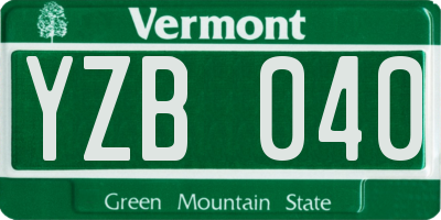 VT license plate YZB040