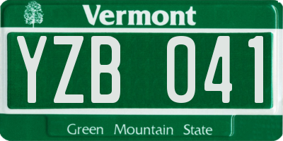 VT license plate YZB041