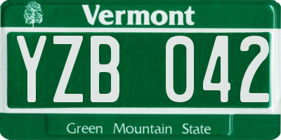 VT license plate YZB042