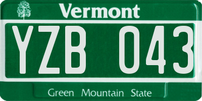 VT license plate YZB043