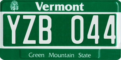 VT license plate YZB044