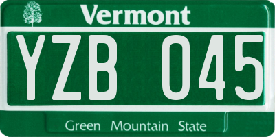VT license plate YZB045