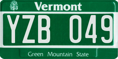 VT license plate YZB049