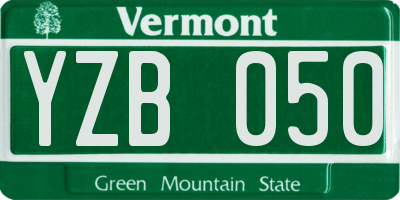 VT license plate YZB050