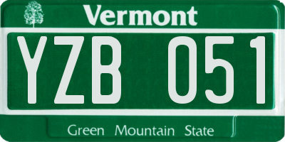 VT license plate YZB051