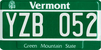 VT license plate YZB052