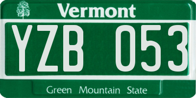 VT license plate YZB053