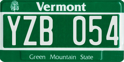 VT license plate YZB054