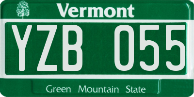 VT license plate YZB055