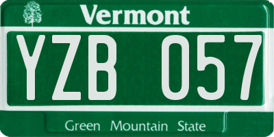 VT license plate YZB057