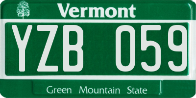 VT license plate YZB059