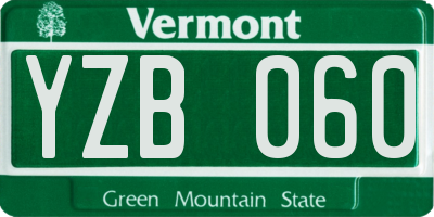 VT license plate YZB060