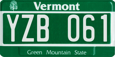VT license plate YZB061