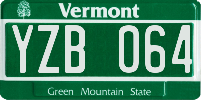 VT license plate YZB064