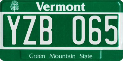 VT license plate YZB065