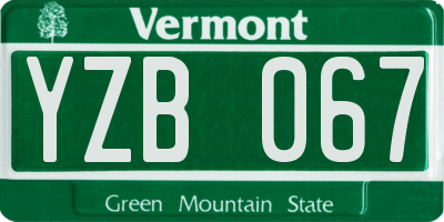 VT license plate YZB067