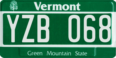 VT license plate YZB068