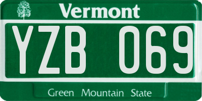 VT license plate YZB069