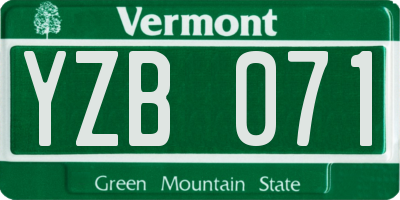 VT license plate YZB071