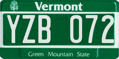 VT license plate YZB072